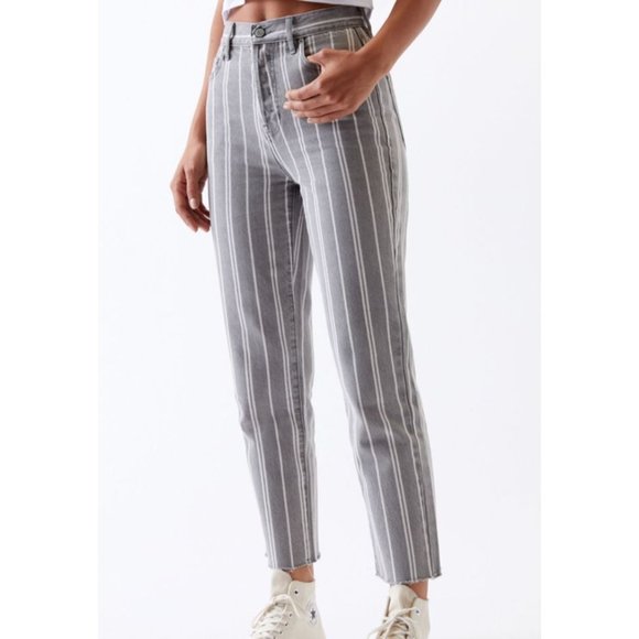 PacSun Gray Double Stripe High Waisted Straight Leg Ankle Jeans Size 26 NEW - Picture 1 of 7